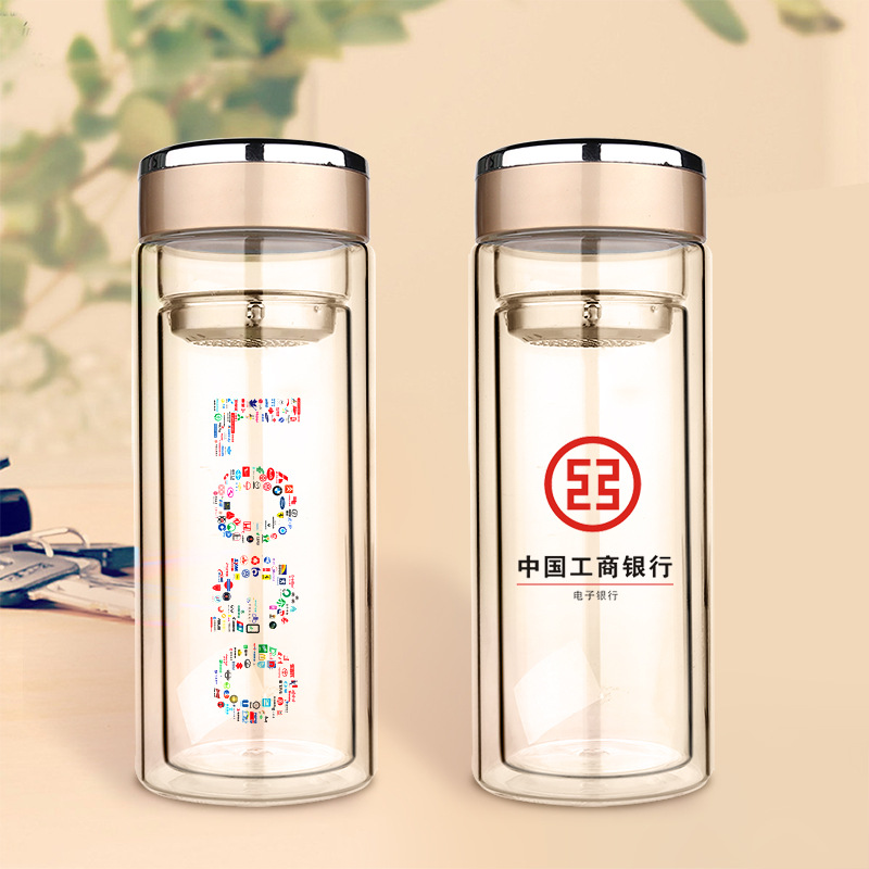 中國工商銀行定制水杯子案例玻璃杯圖片
