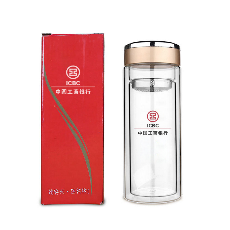 中國工商銀行定制水杯子案例玻璃杯圖片